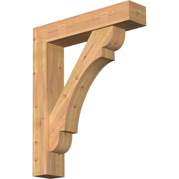 Ekena Millwork Olympic Block Smooth Bracket w/ Offset Brace, Western Red Cedar, 7 1/2"W x 36"D x 44"H BKT0806X36X44OLY05SWR - main